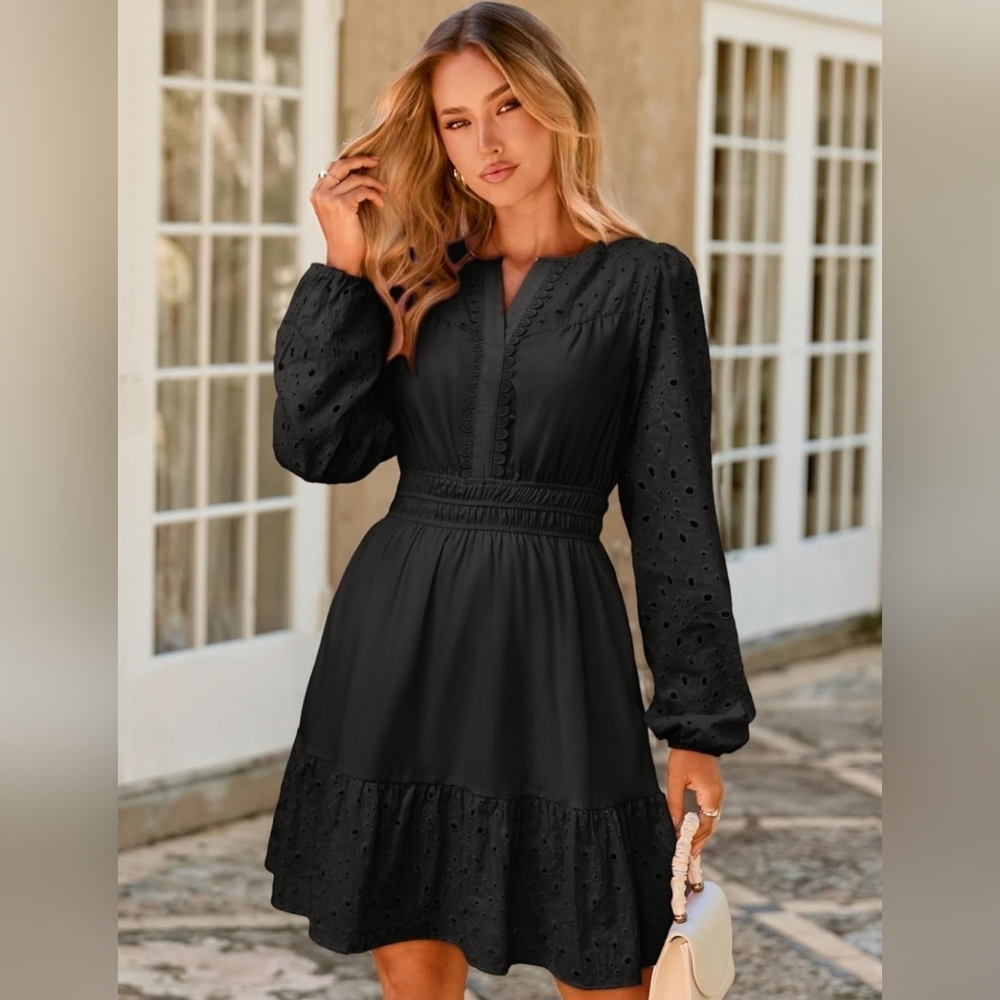 Eyelet Embroidered Mini Dress  NWT - Picture 2 of 6